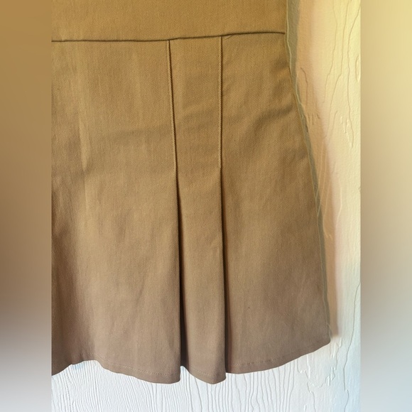 OAK + FORT NWOT Strapless Pleated Tube Preppy Tan Mini Dress - Picture 7 of 11